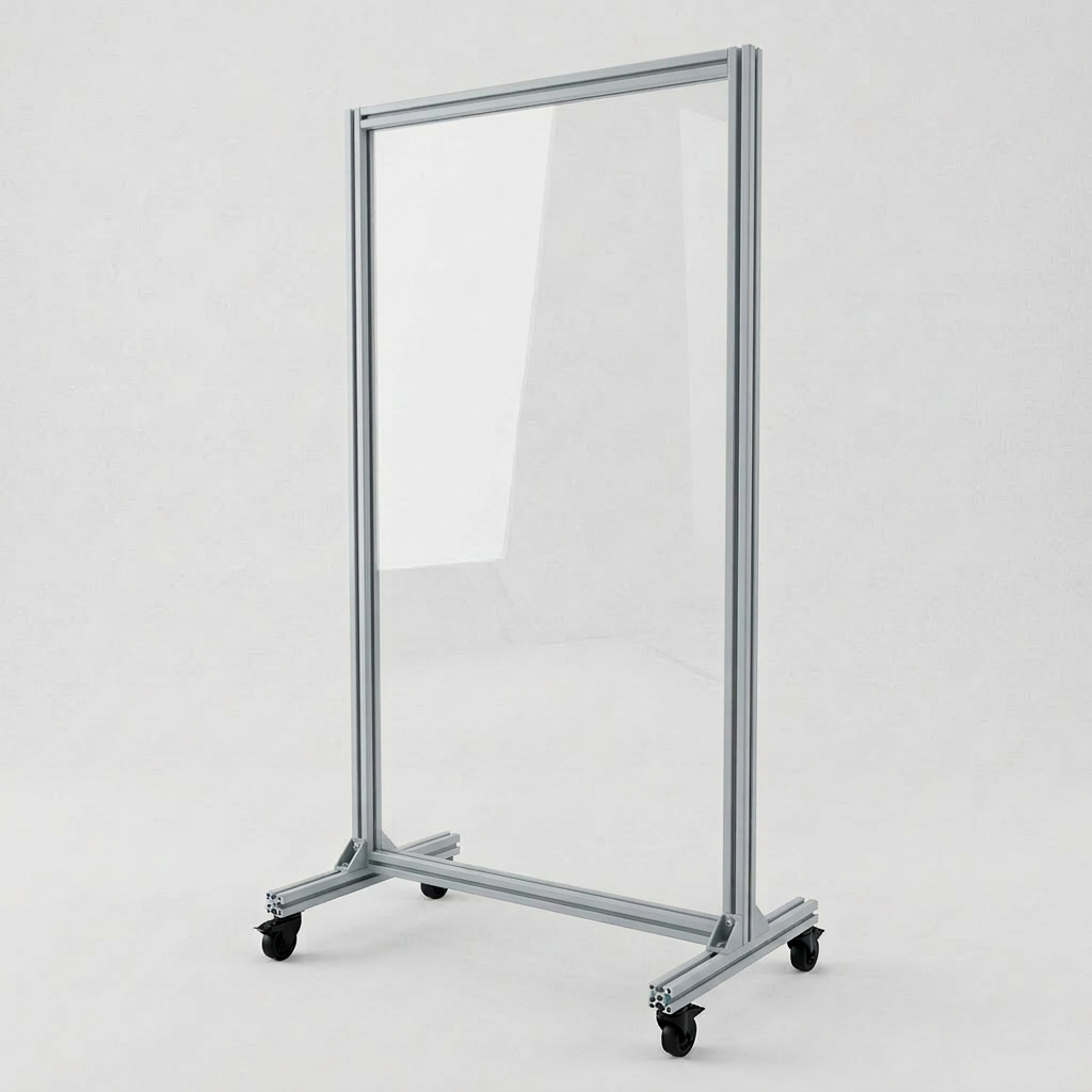 Trennwand Schutzwand auf Rollen Aluprofile Stellwand Raumteiler Raumtrenner