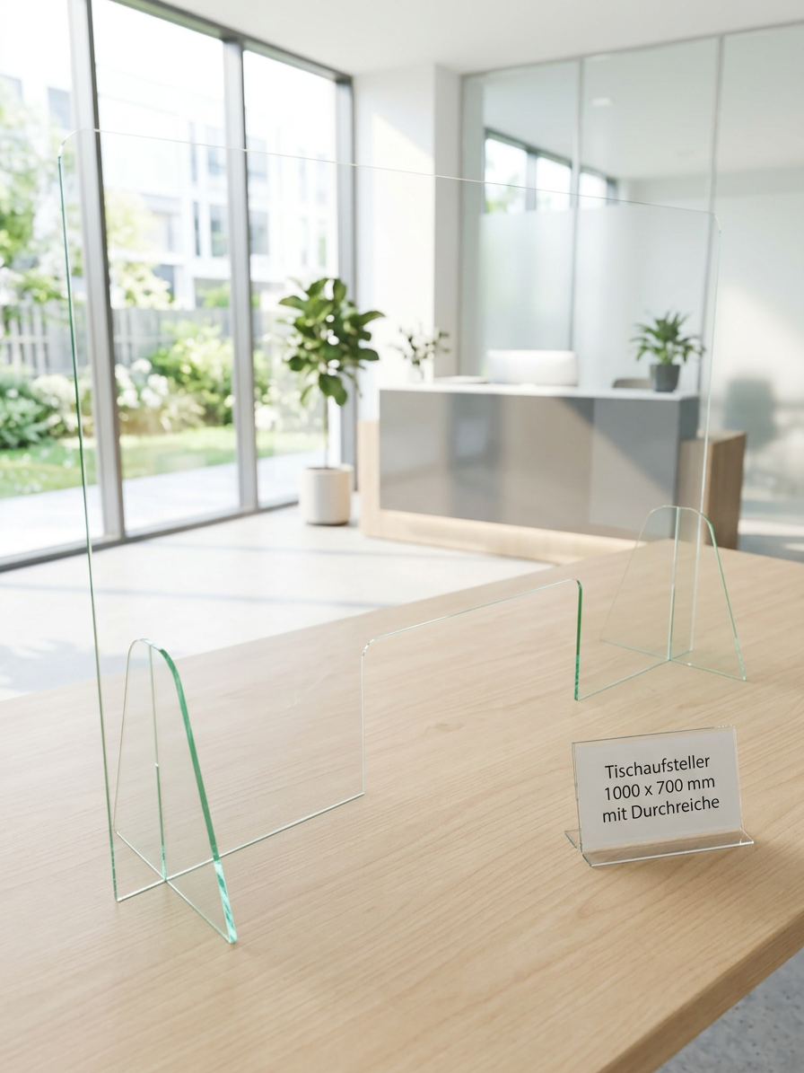 Tischaufsteller Hustenschutz Virenschutz Staubschutz Niesschutz Spuckschutz Trennwand Schutzwand