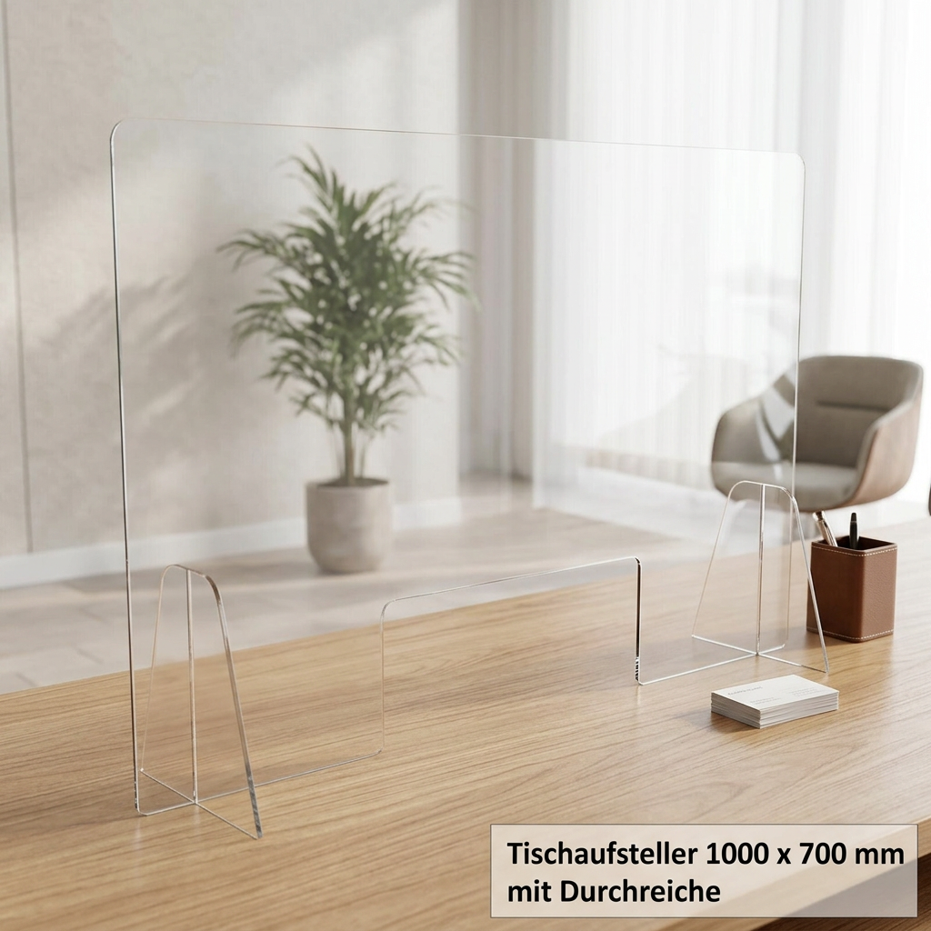 Tischaufsteller Hustenschutz Virenschutz Staubschutz Niesschutz Spuckschutz Trennwand Schutzwand