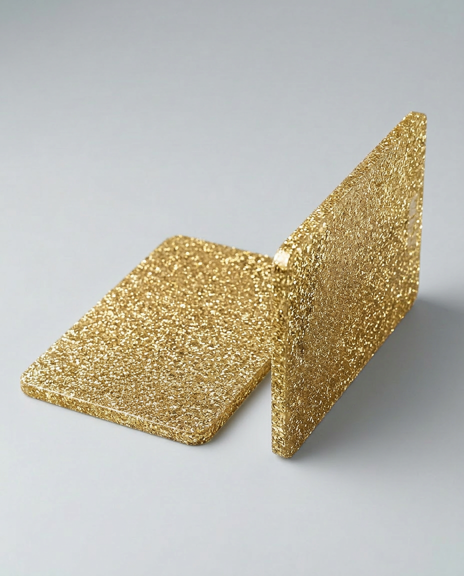 Acrylglas Plexiglas Glitter Glitzer Gold