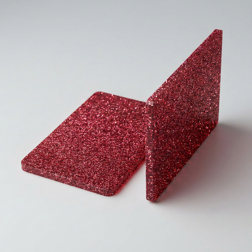 Acrylglas Plexiglas Glitter Glitzer Rot