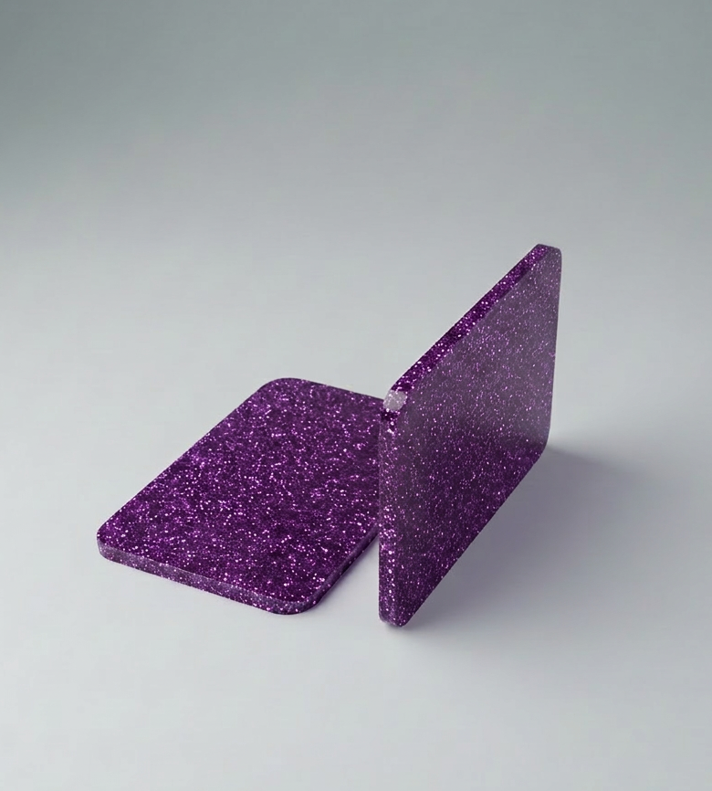 Acrylglas Plexiglas Glitter Glitzer Violett